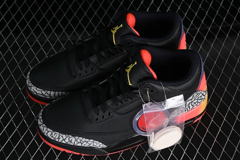 All categories Air Jordan Jordan series basketball shoes Air Jordan 3 LW version J Balvin x Air Jordan 3 Retro "Rio" AJ3 Joe 3 Black Rainbow FN0344-001